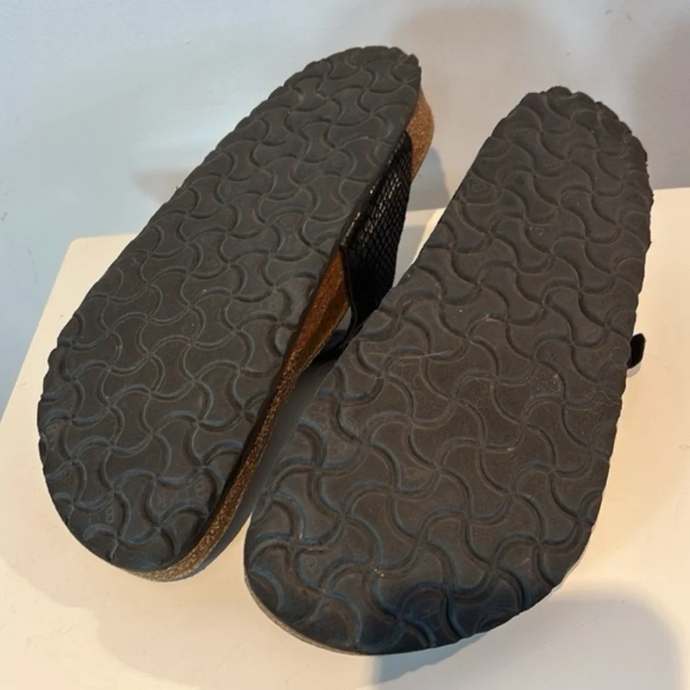 BIRKENSTOCK Gizeh SANDALS WOMEN 41 Black snake print - Picture 4 of 6